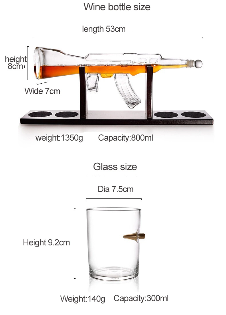 Gun Decanter Set Ak 47 Glass Shaped Whiskey Glasses Decanters Bottle Set with Glasses