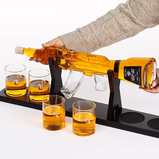 Juego de decantador de pistola Ak 47, vasos de whisky con forma de cristal, juego de botellas con vasos