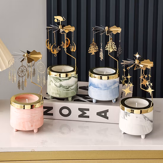 Decoración personalizada, regalo de vacaciones, vidrio, candelero de cerámica con fondo redondo